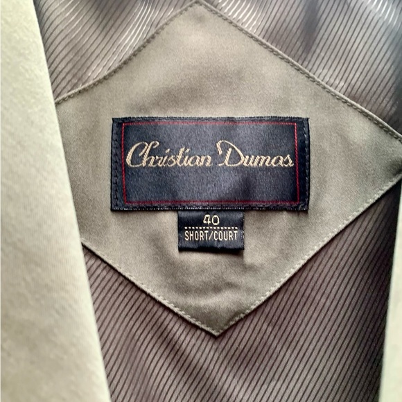 Olive Trench Coat 40 Short / Christian Dumas Trench Classique olive ceinturé - Picture 6 of 8